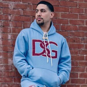DSG Don’t Stop Grinding Hoodie With Kangaroo Pocket Light Blue L NWOT